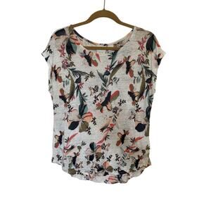 Rachel Zoe 100% Linen Floral Short Sleeve Sz Large Resortwear Coastal Grandma